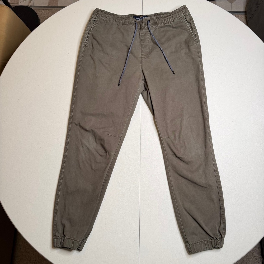 Nickel & Iron Mens Large‎ Jogger Pants Olive Green Khaki Elastic Waist RN75760